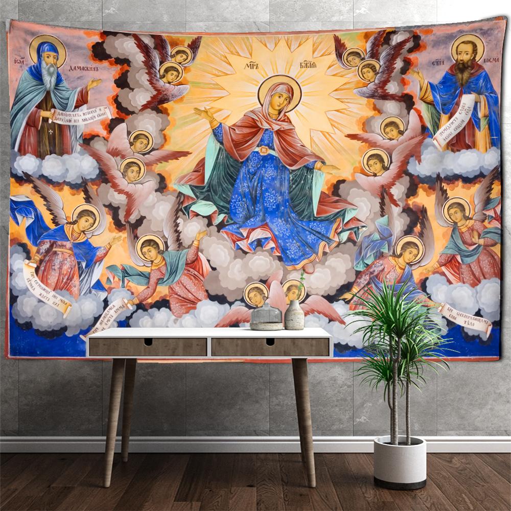 Religious Portrait Tapestry Wall Hanging Bohemian Hippie Abstract Psychedelic Witchcraft Simple Art Room Home Decor