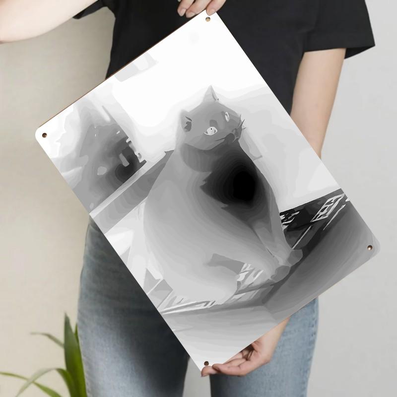 

Custom Cute Cat Metal Iron Painting Home Wall Decor Living Room Bedroom Creative Wall Hanging Ornament 20x30cm（7.8x11.8inch）