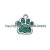 Small Glitter Dog Paw Print Pendant - Zinc Alloy Pet ID Tag (17x18mm)