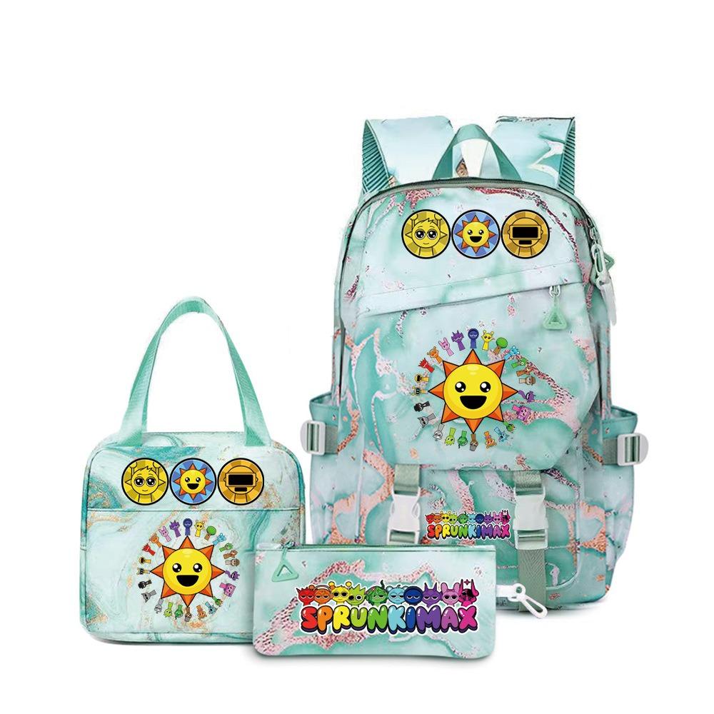 SprunkiPlush Rhythm Box School Bag Student Large Capacity Storage Backpack Backpack Three-piece Set L