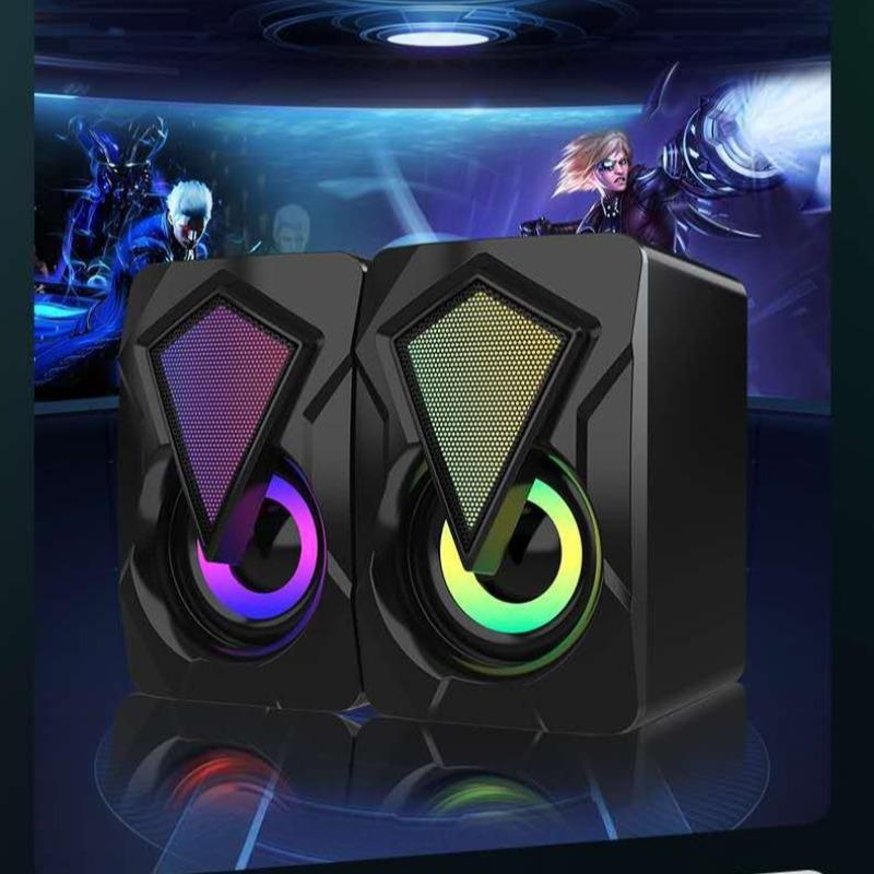 Usb Wired Speakers for Computer Audio Multimedia Colorful Lighting Desktop Game Audio Speaker USB LED RGB Speaker for Car