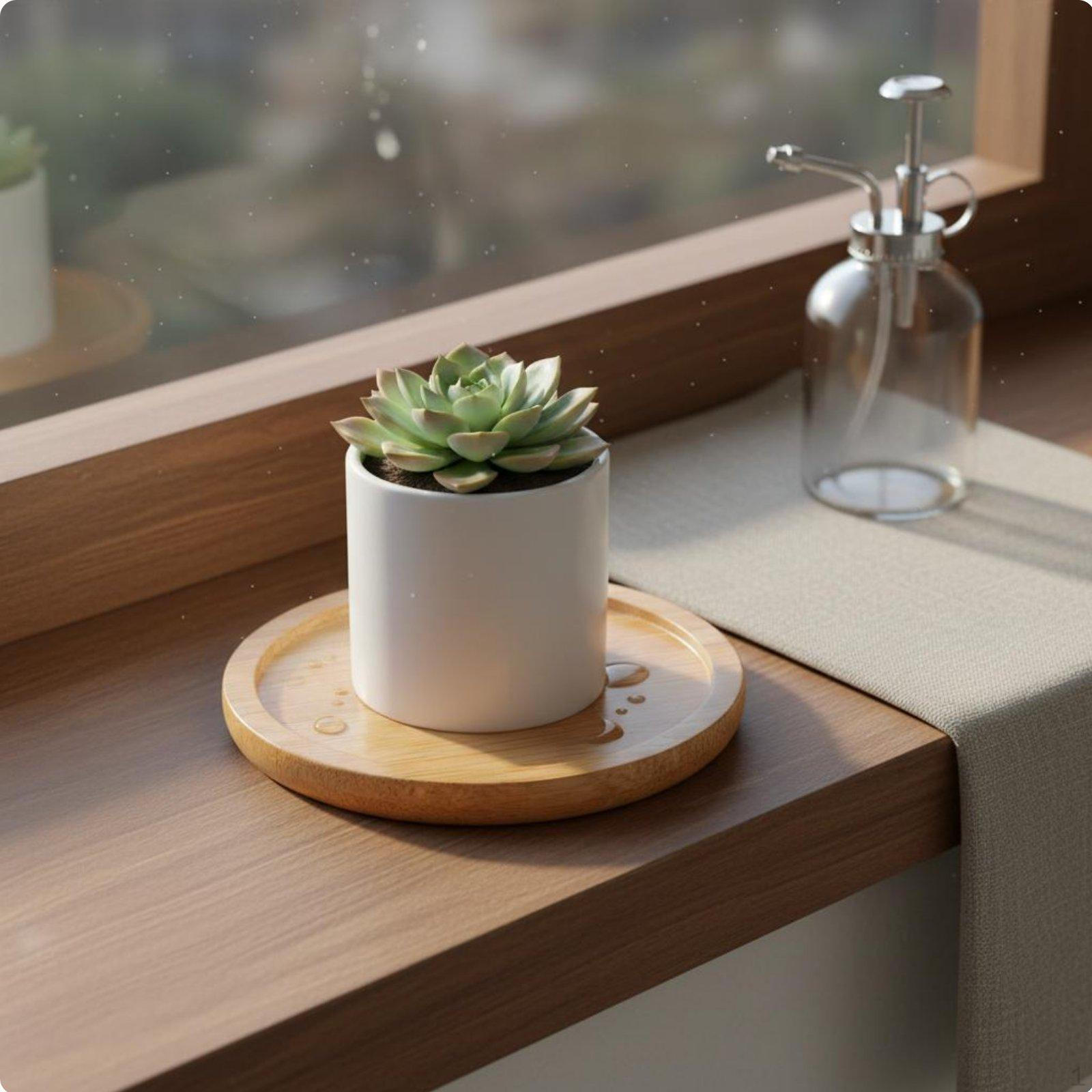 Pot Drainage Tray Multiple Shapes Bamboo Waterproof Round Plant Saucer for Indoor,