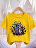 Rainbow friend cartoon pattern boy and girl summer cute round neck fashionable casual short sleeved top