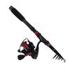Fishing Rod Set Black Red Carbon Telescopic Fishing Rod GA3000 Spinning Reel with Line Bait Hooks for Saltwater