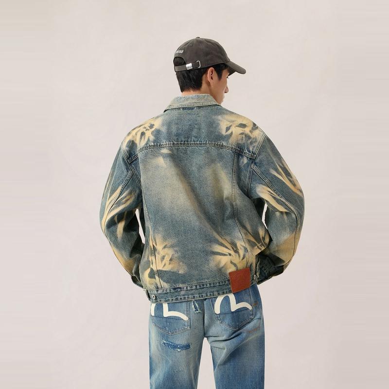 Evisu Giacca di jeans con motivo gabbiano Primavera 2026 Giacca da uomo 2ESHTM6DJ1003RXDN