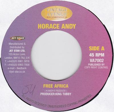 7inch Record HORACE ANDY - Free Africa VA7002 Vintage Avenue  UK Reggae, Ska & Dub Used