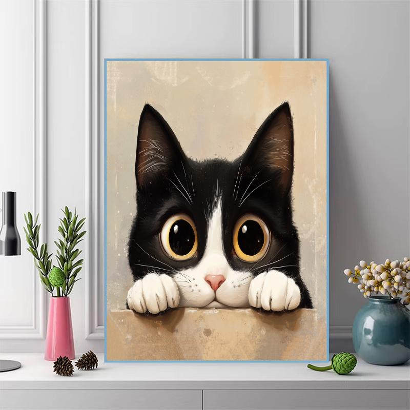 Tuxedo cat Pattern 3pcs 100% Round Full Drill 5D DIY Diamond Painting Embroidery Cross Stitch Rhinestone Décor