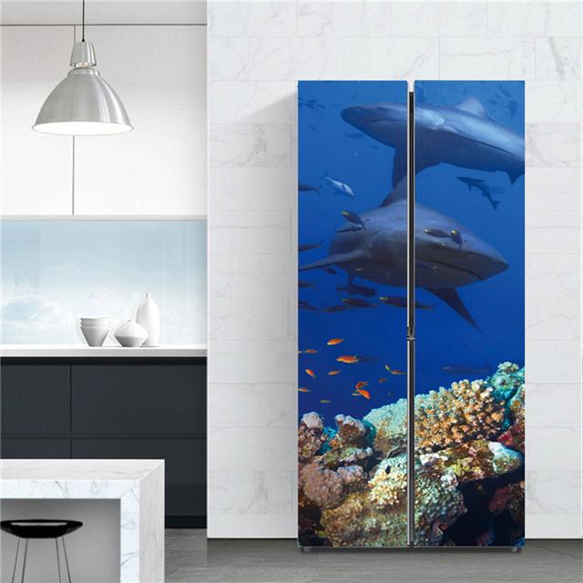 Underwater World Fish Sticker For Fridge Door Adhesive Waterproof Furniture Decoration Poster Wall Decal Kids Room Home Decor