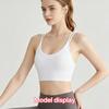 Women Fashion Elastic Thin Strap Workout Sports Bra for Ladies, Padded Support Yoga Vest, Soft Breathable Slim Fit Active Top