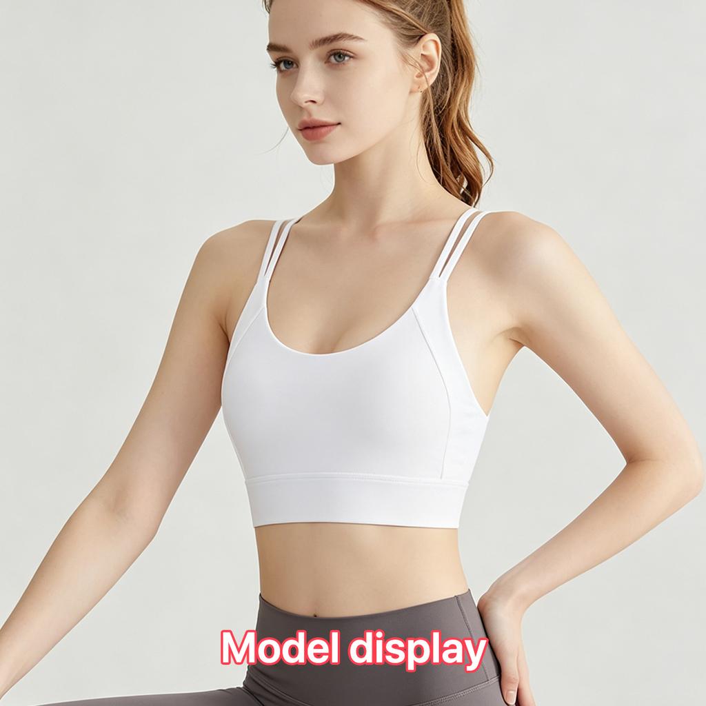 Women Fashion Elastic Thin Strap Workout Sports Bra for Ladies, Padded Support Yoga Vest, Soft Breathable Slim Fit Active Top
