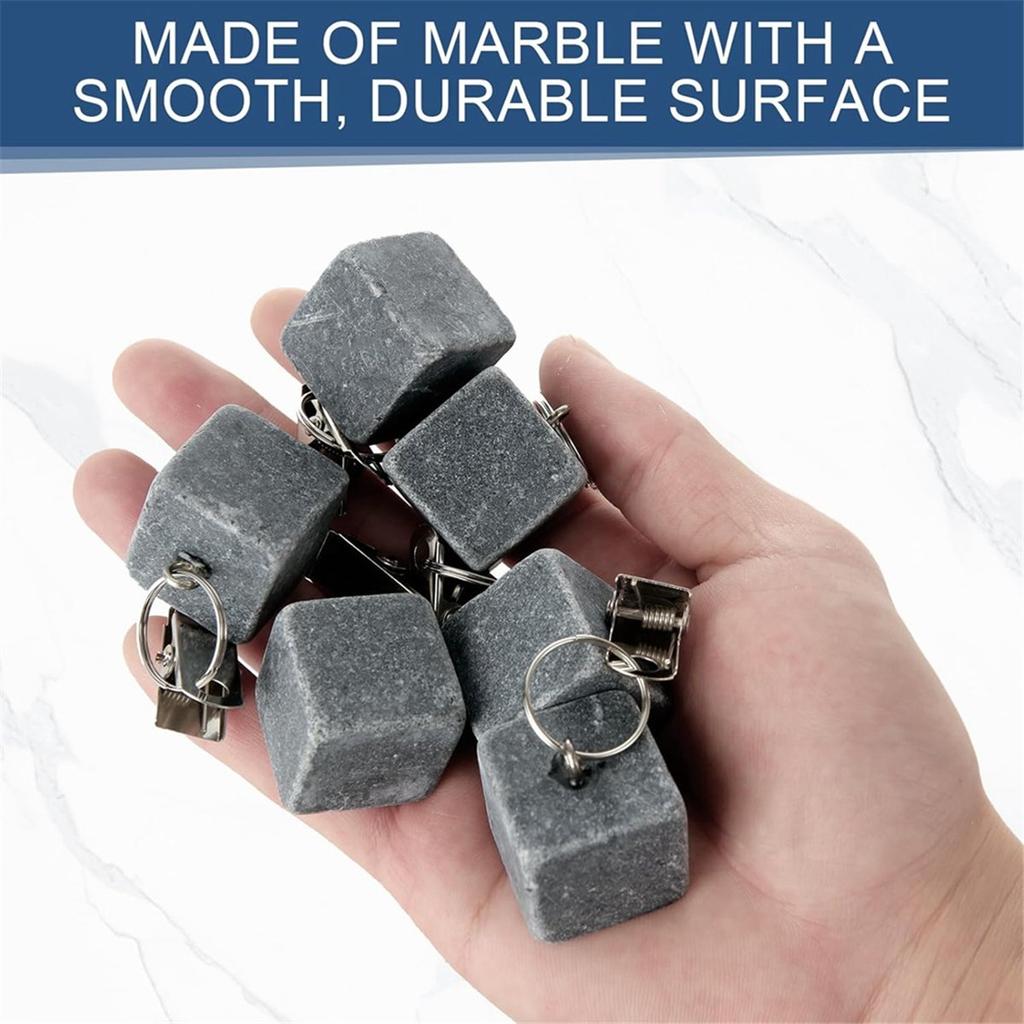 BHBL 16PCS Tablecloth Weights with Metal Clip, Cube Table Covers Pendant Stones, Marble Table Cloth Weights for Decoration