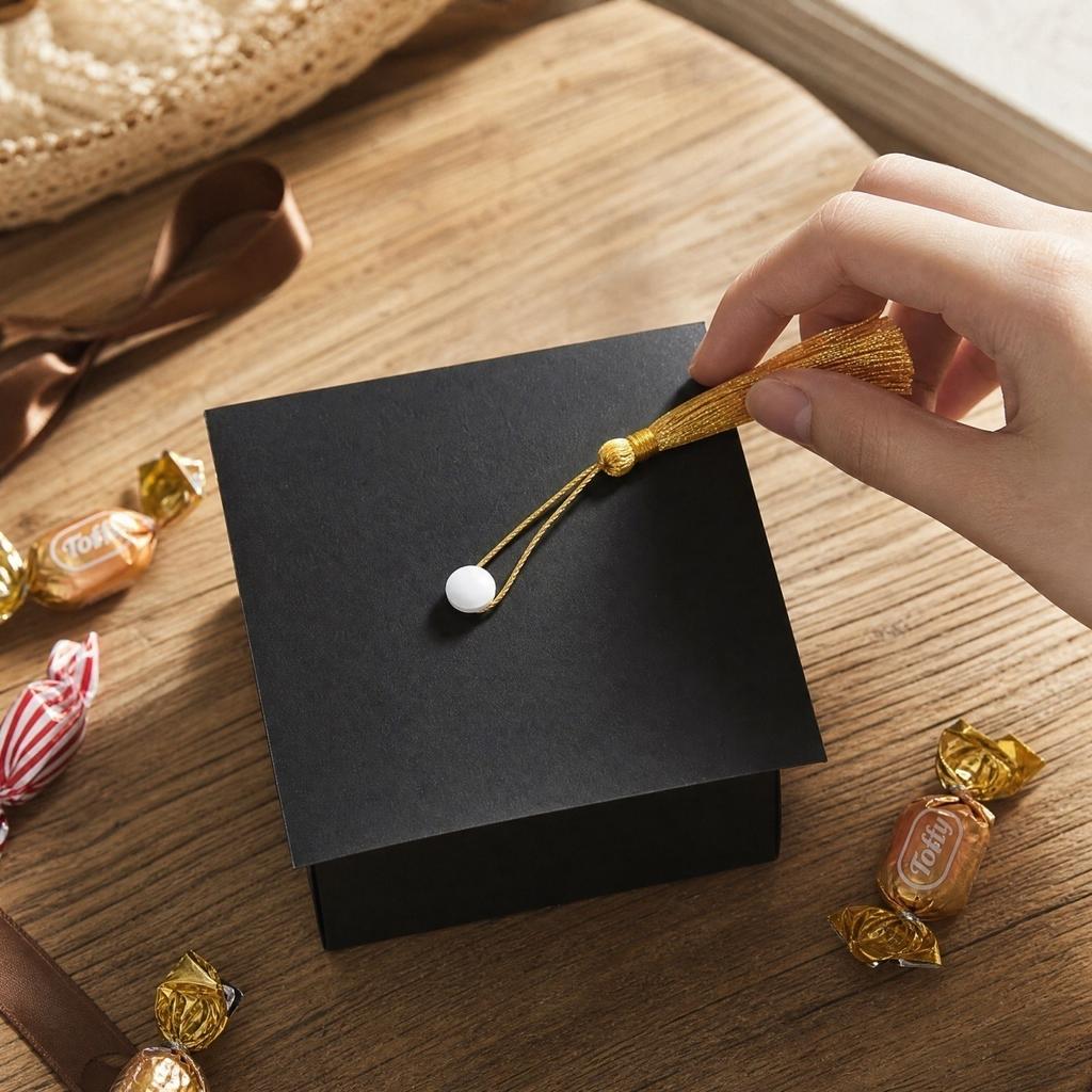 Black Graduation Candy Box with Tassel Party Box for Sweets and Gifts