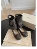 Lambskin heightening 5cm Maillard boots design sense round head bow cool boots ballet single shoes knight boots