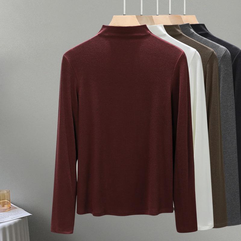 Semi-turtleneck wool knitted bottoming shirt women's new early autumn inner long-sleeved top design slim-fitting shirt
