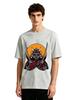 Mens Japanese Samurai Oni Mask Graphic Tshirt Retro Streetwear Print Casual Short Sleeve White Cotton Tee