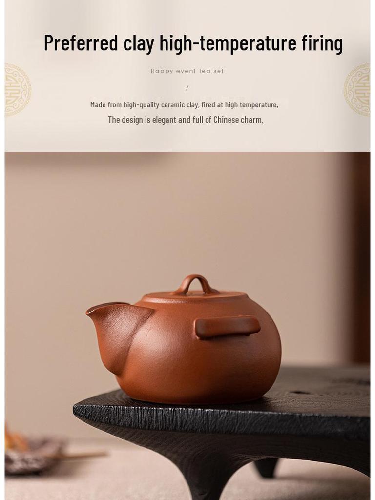 95cc Red Clay Zisha Teapot with Small Hand-Grip for Solo Tea Brewing