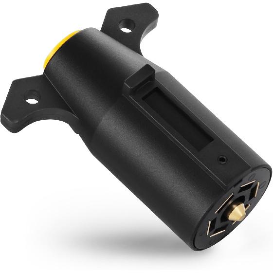 7 Pin Trailer Plug Heavy Duty Waterproof 12V With Metal Spring Plates, 7 Way Trailer Connector Round RV-Style For RV Boat Truck, Trailer Wiring