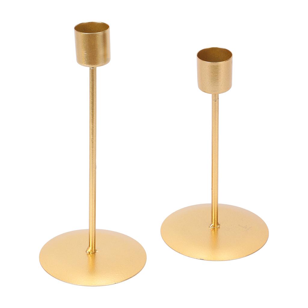 Candle Holders Set of 2 Metal SingleHead Vintage Decorative Candlesticks for Wedding Dinning Party Home Decor(Gold )