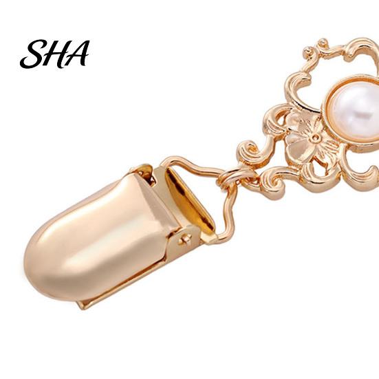 Clothing Decorative Buckle Vintage Faux Pearl Sweater Clip, Hold Cardigan Together, Cincher Clip for Dress Shawl Cloak, Accessories Women Retro Metal