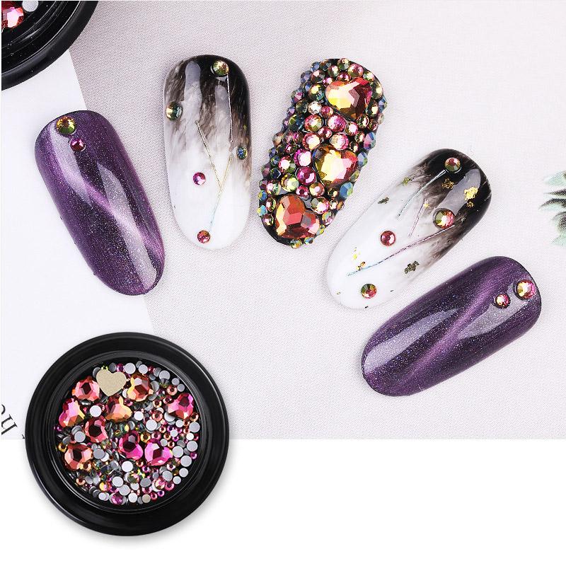 

Дизайн ногтей Стекло с бриллиантами Акриловое сердце Любовь Плоский бриллиант Ювелирные изделия для ногтей Блестящая наклейка с бриллиантом