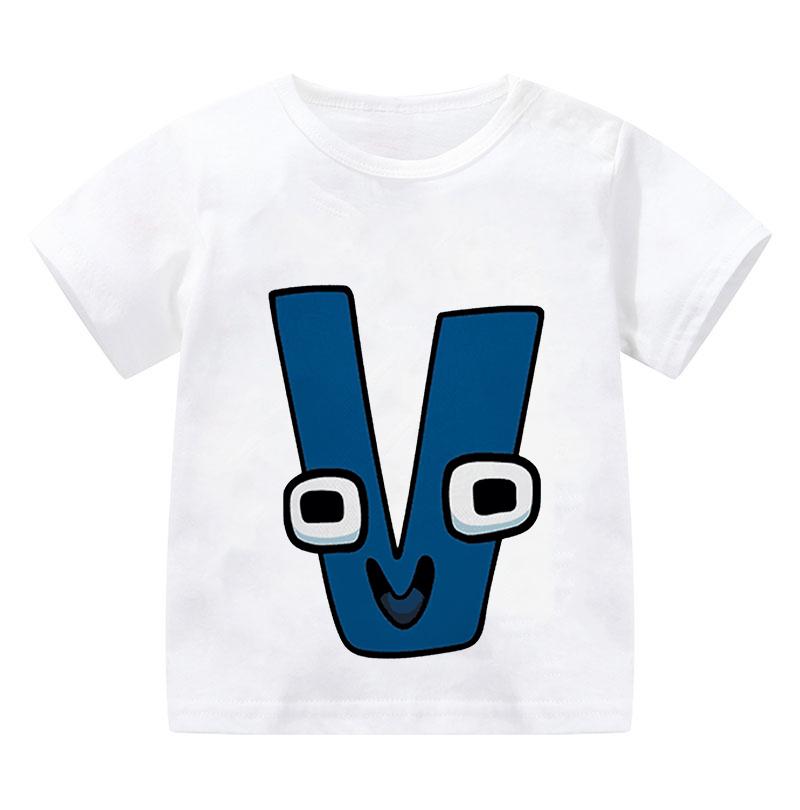 New Alphabet Lore T Shirt Print Cartoon Casual Summer Children Short-sleeved Anime T-shirt Kids Clothes Boy Game Series T Shirt