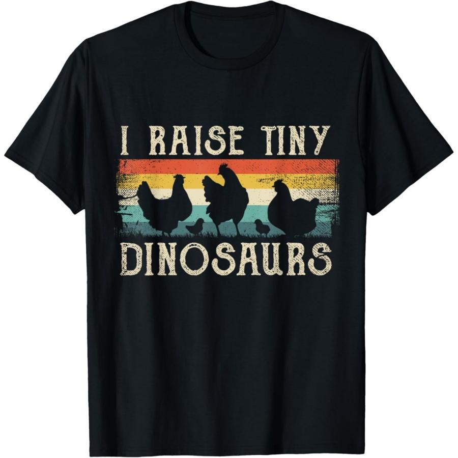 

I Raise Tiny Dinosaurs TShirt Retro 70S Chicken Silhouette T-Shirt XXXXXL чёрный