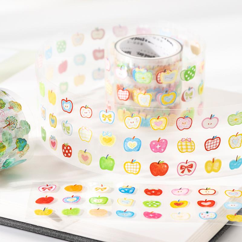Journal GO 4cmx2M Journal Tape Cartoon Die-Cut PET Journal Stickers Colorful Trinket Masking Tape for DIY Scrapbook Decoration
