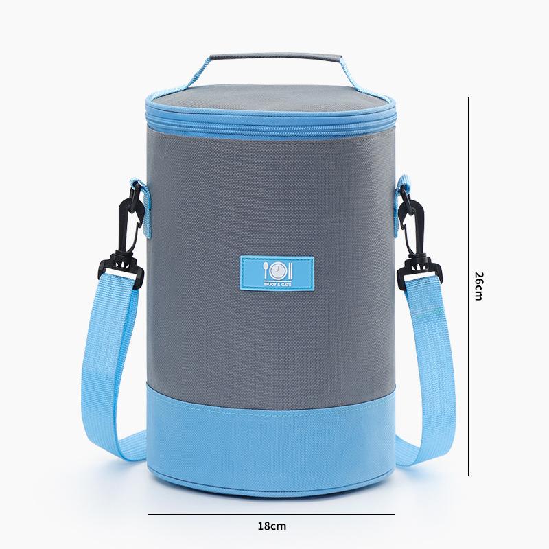 

Портативные термосумки для обеда круглой формы, ручные сумки, студенческий офисный термоконтейнер, пищевой контейнер с плечевым ремнем