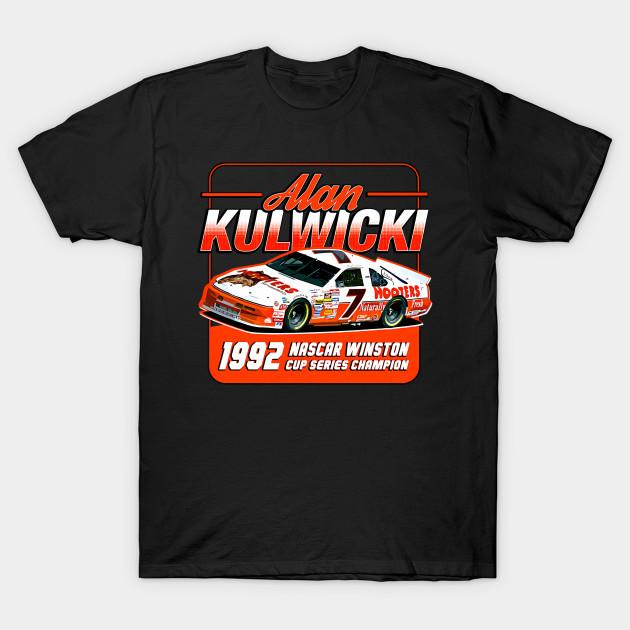 

Men Black Print T-shirt Alan Kulwicki Champion 90S Retro No-Cut Transfer Paper Print Cotton Tshirt 3XL чёрный