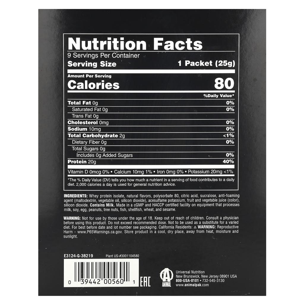 Clear Whey Isolate, Watermelon Limeade, 9 Packs, 25G (0.05Lb) Each