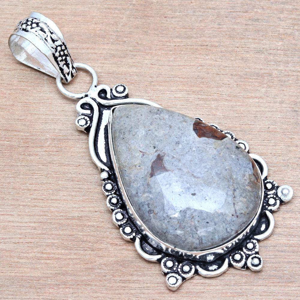 Pendant Rock Chalcedony Gemstone Handmade Mother's Day Silver Jewelry 2.25"