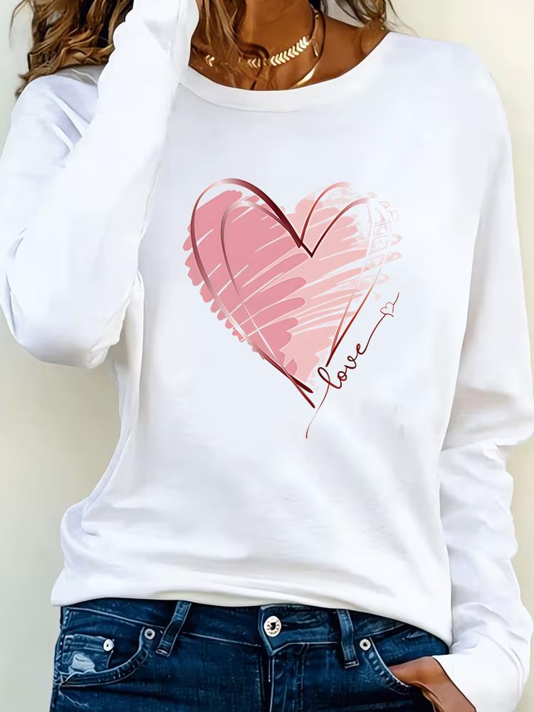 (Asian Size) Lovely Butterfly Style Print T Shirt Tee Women Clothing Autumn Winter Spring Casual Fashion Top O-neck Graphic Long Sleeve T-shirts