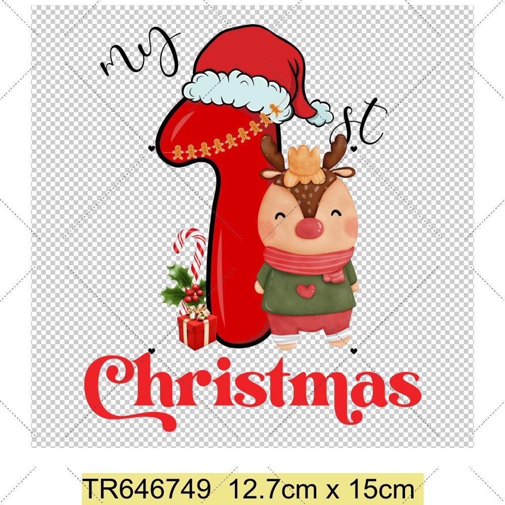My First Chrismas DIY Clothing Heat Transfer Sticker Kids T-shirt Infant Romper Clothing Patches Heat Transfer Xmas Sticker