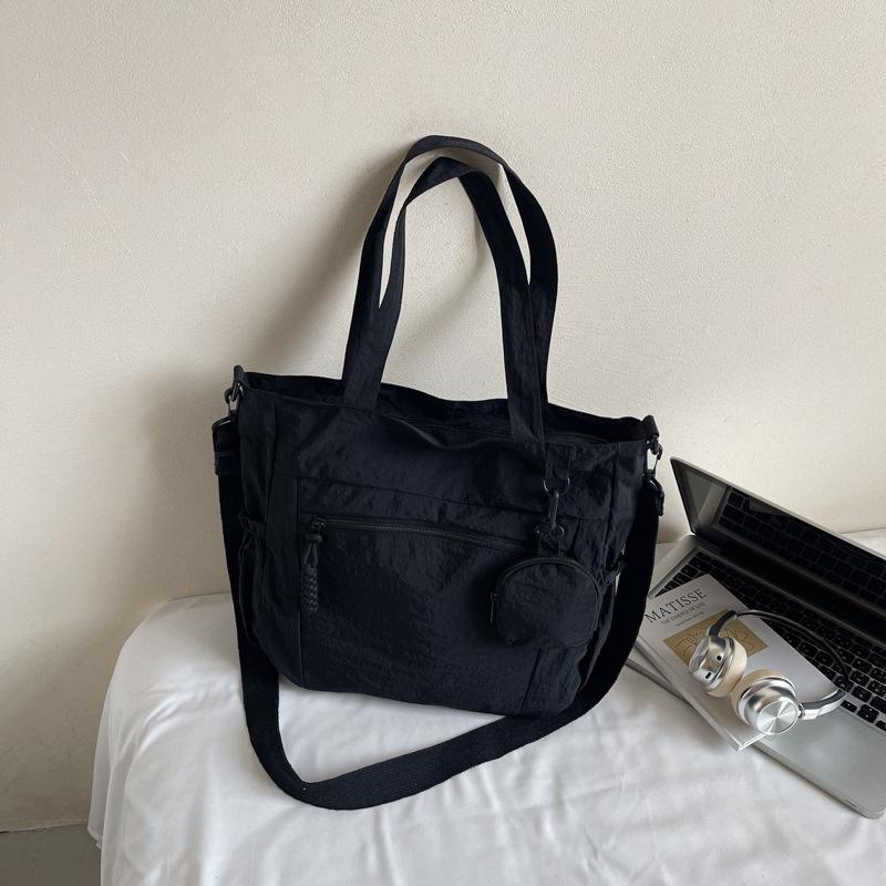 Large capacity cloth bag women's summer new versatile shoulder messenger bag casual college student class tote bag