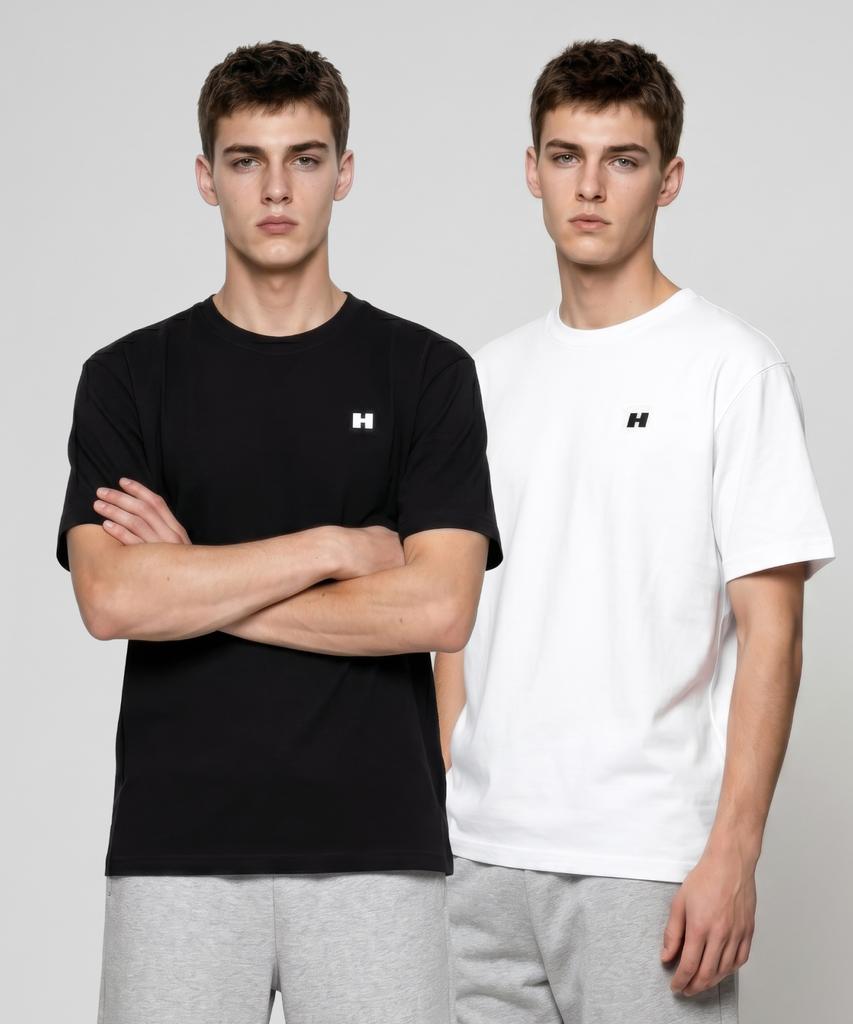HUMMER [2Pack] 190G Signature Lettering Logo & H Logo Cotton Cool Short Sleeve T-Shirt (Type B)