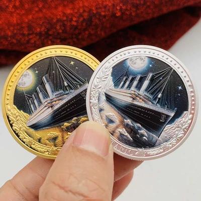 Titanic, Ship, Silver Plated Color Printed Commemorative Medal, Craft Creative Coin, Souvenir Coin