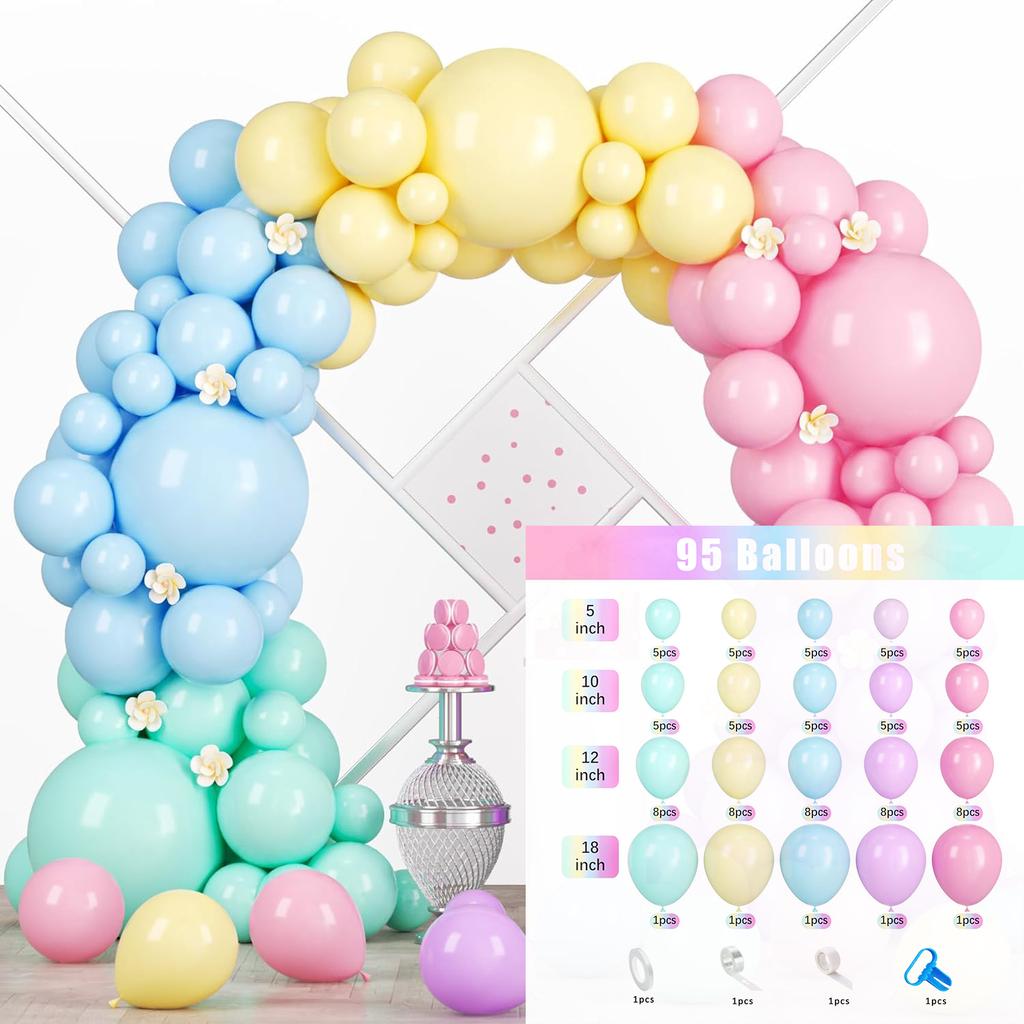 90PCS multi-color latex balloon set suitable for birthday parties, weddings, Valentine's Day party decoration