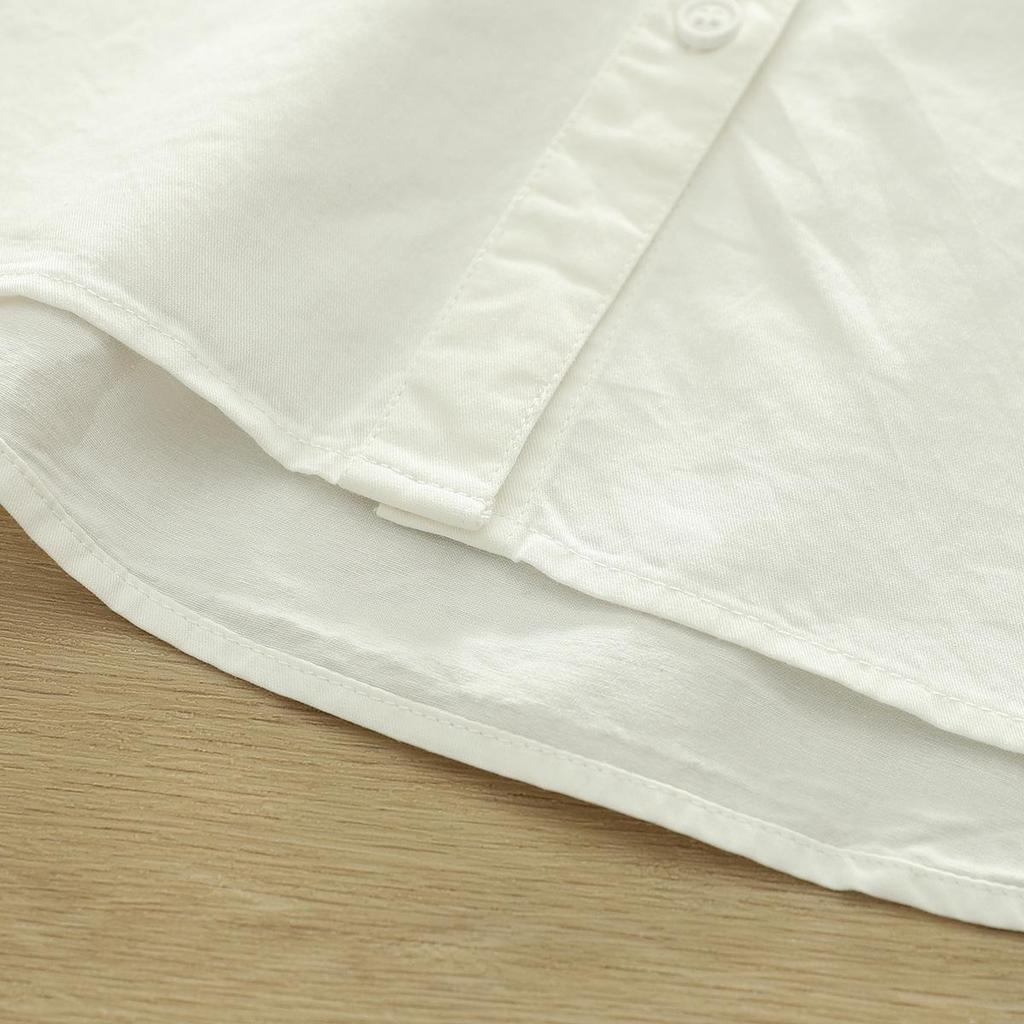 Spring Autumn Pure Cotton Women's Doll Collar Long Sleeve Shirt