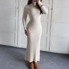 Eleganter Stil Langärmliger Pullover Hüftbedeckendes Langes Rockkleid für Damen 2025 Herbst und Winter