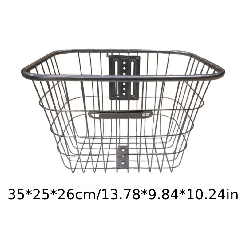Silver Iron Front Bicycle Basket for Women, Universal Handlebar Mount Storage Carrier for City Bike and E-Bike