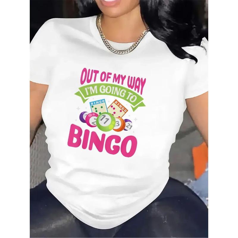 

European sizes Women S Bingo Night Graphic T-Shirt Durable & Comfortable for Casual Wear, Perfect for Home Gatherings & Festive Themes, Bingo T Shirt S