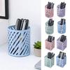 Pen Holder Nordic Style Electroplated Matte Finish Large Capacity Desk Organizer with Rubber