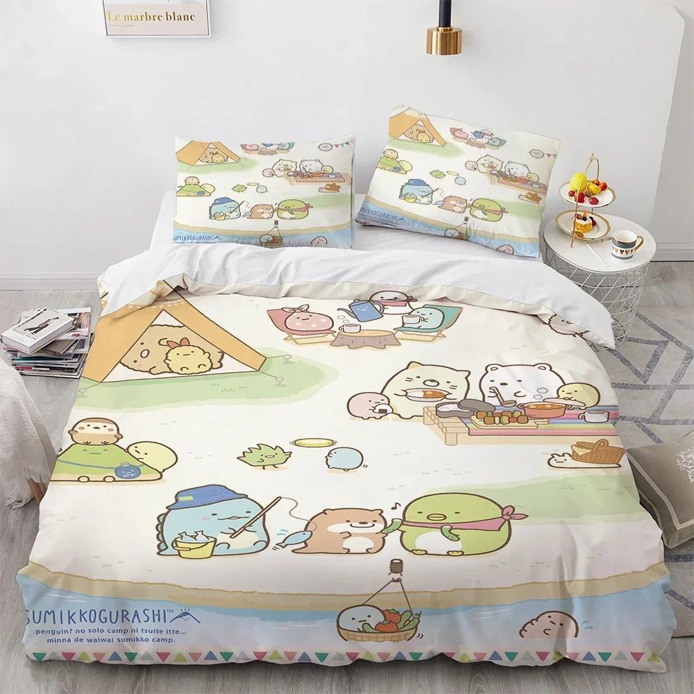 3D Printed Cartoon Sumikko Gurashi Comfortable Duvet Quilt Cover Pillowcase Bedding Set Children Bedroom Decoration Home Textile