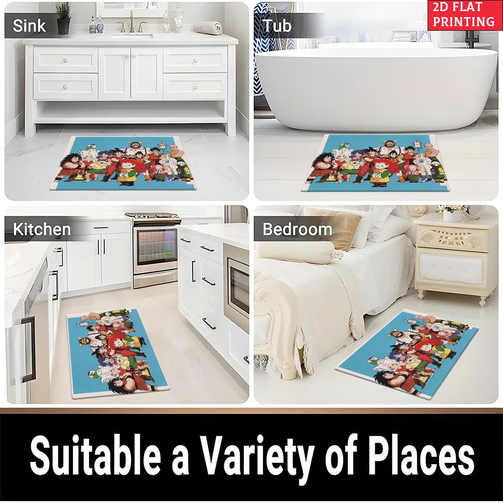 Anime Classic Character Group Doormat,2D Non-slip Floor Mat,Entrance Rug for Car Bathroom Living Room Kitchen Home Decor Gift