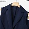 ZANZEA Topuri tip vestă fără mâneci pentru femei și pantaloni Seturi casual din două piese
