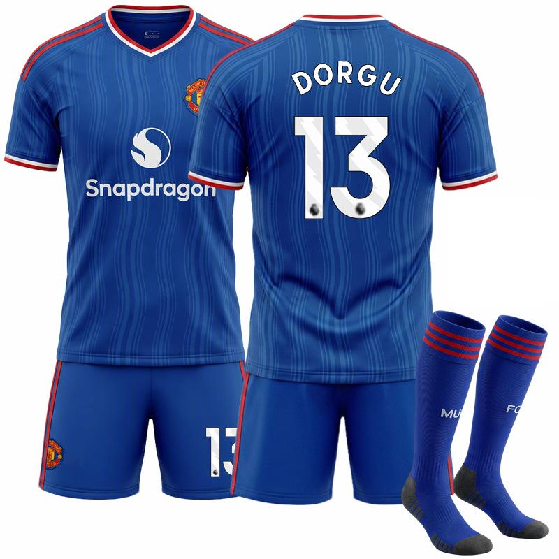 2627 Manchester United Jersey No. 10 Cunha Football Uniform M United Suit Red Devils Mbemo Away Blue