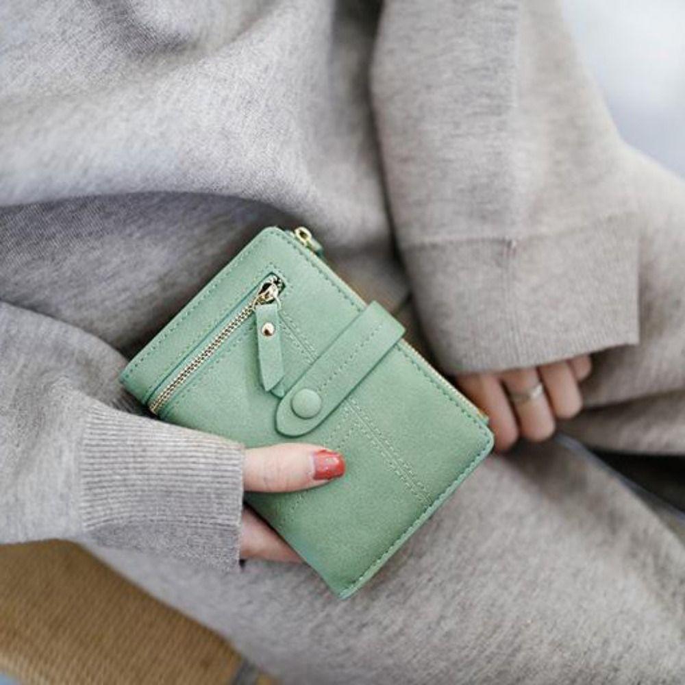 Multi-card Slot Women Card Bag Folding PU Leather Coin Purse Simple Short Women Wallets  Girl