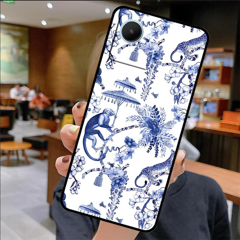 Blue and White Porcelain Case For Realme 14 Pro Plus 12 10 11 13 GT 6 6T 5 GT7 Pro C61 C55 C51 C21Y C25S C67 C75 C53