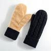 Plush Lined Winter Mittens Double Layer Thermal Mittens New Padded Fingerless Gloves  For Women
