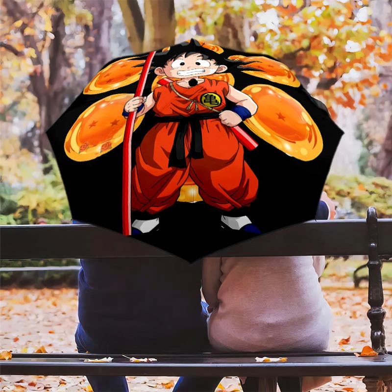 1 PC Automatic Folding Umbrella - Son Goku Pattern Portable Foldable Design With 8 Ribs Christmas Birthday Gifts
